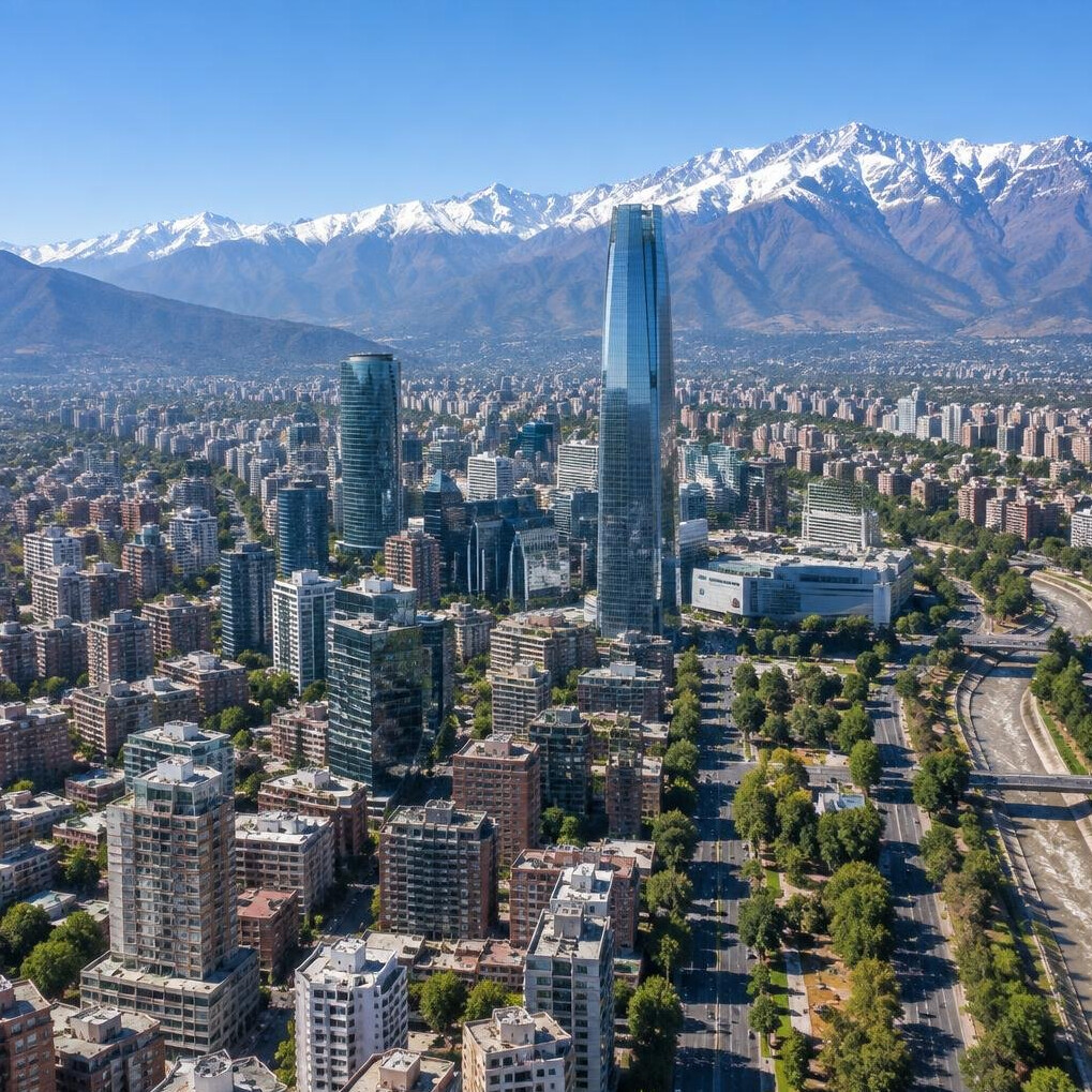 Aerial view of Santiago de Chile city center