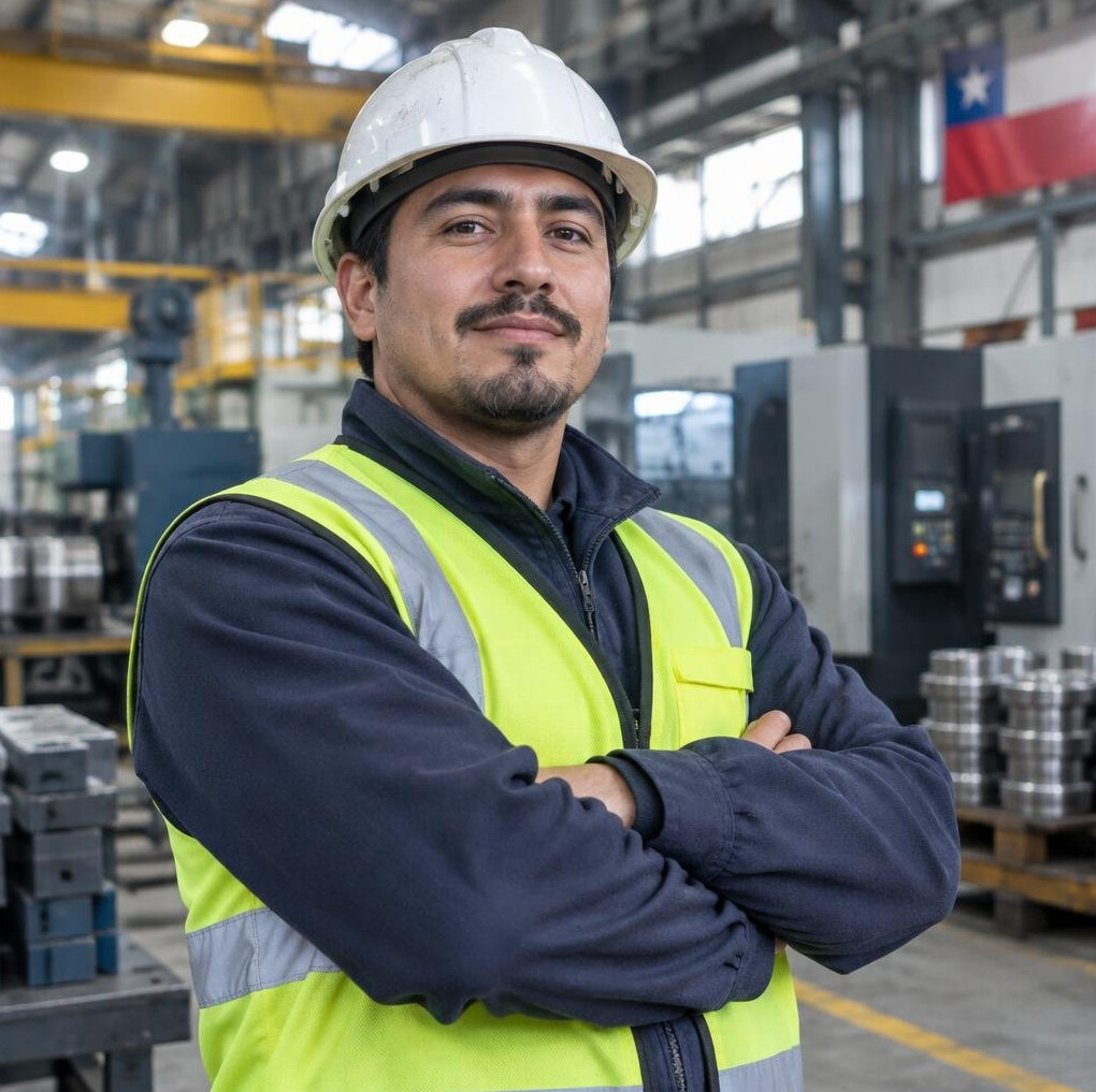 Chilean industrial worker at a manufacturing facility